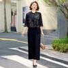 Elegant Summer Chiffon Top & Wide-Leg Pants Set for Moms and Seniors