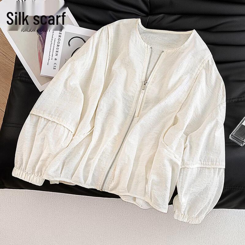 Si Baishe Women s Solid Round Neck Long Sleeve Casual Jacket M