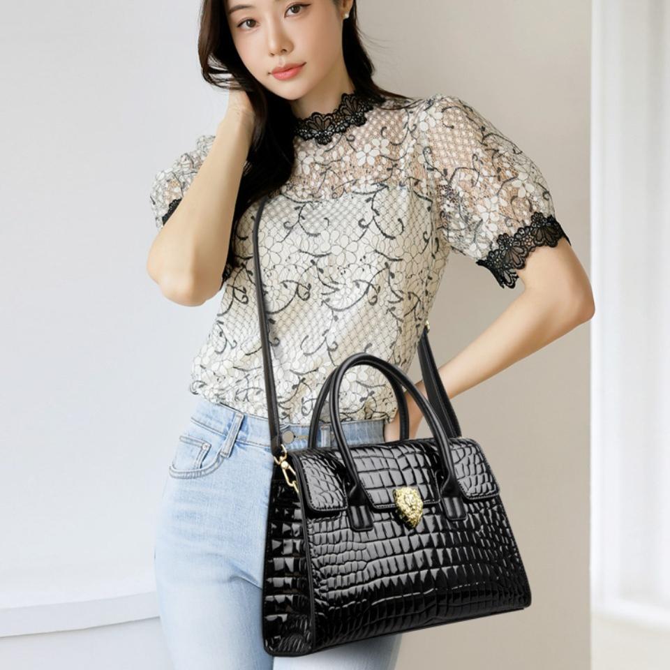 Marke Luxus Handtaschen Damen Taschen Designer Pendler Sac Alligator Lackleder Schulter Crossbody Handtaschen für Damen Mutter