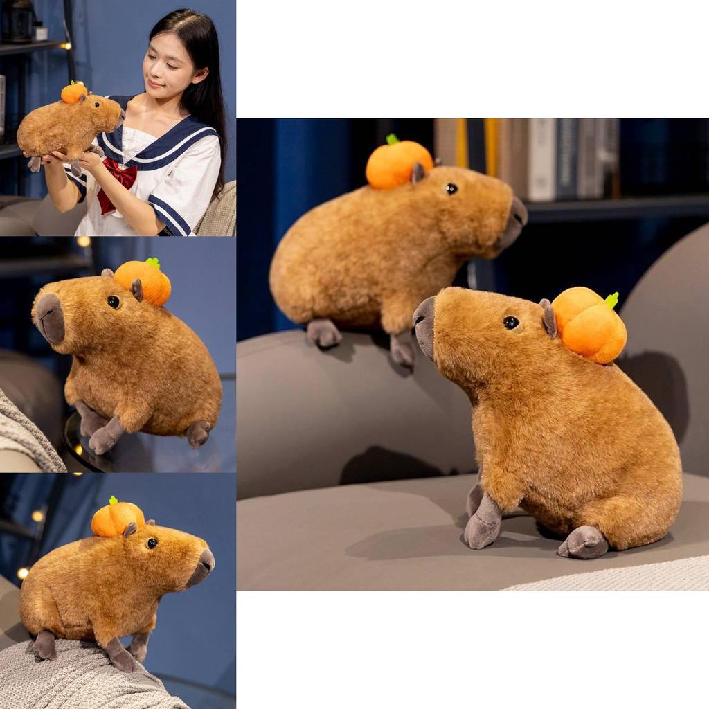 Adorable Orange Capybara Plush Toy Soft Cuddly Stuffed Animal Doll For Kids