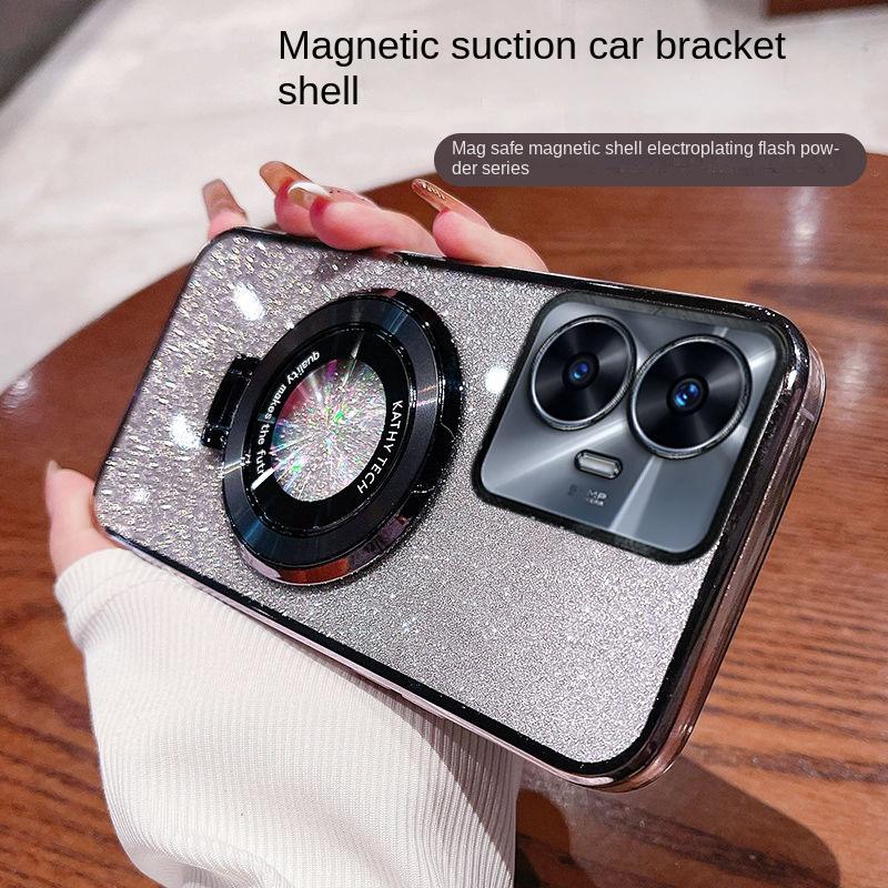 Pro OPPO Realme C55 C53 C51C35 C33 C31 C30 Pouzdro Měkké Bling Třpytivé S Kroužkem Magnetický Ochranný Kryt Pro Realme C21Y C25Y C20 C11