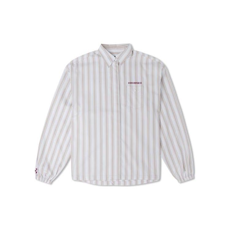 

Converse SS23 Рубашка на пуговицах с длинным рукавом в полоску с принтом Женские топы Белые 10024551-A02