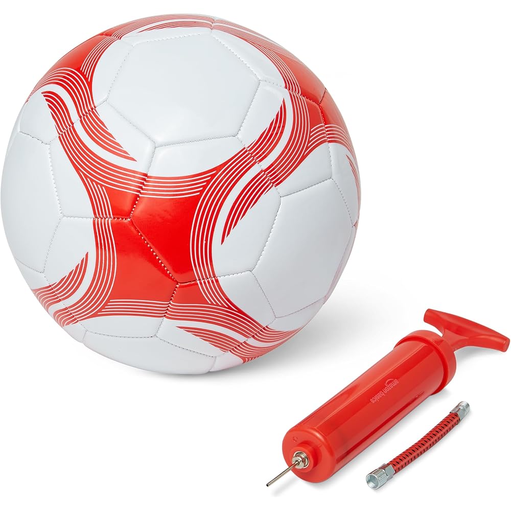 Amazon Basics Soccer Ball with Pump, Size 5