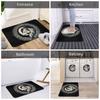 Wolf and Moon Pattern Doormat Black White Printed Polyester Machine Washable Decorative Entrance Floor Mat 80x50cm