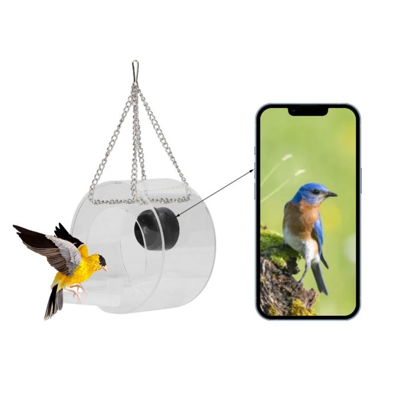Smart Camera Bird Feeder Real Time Monitoring Hanging Bird Feeders For Outdoors Garden Round