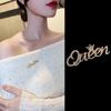 Letter Brooch Queen Temperament Suit Brooch  Gem Versatile Cardigan Pin