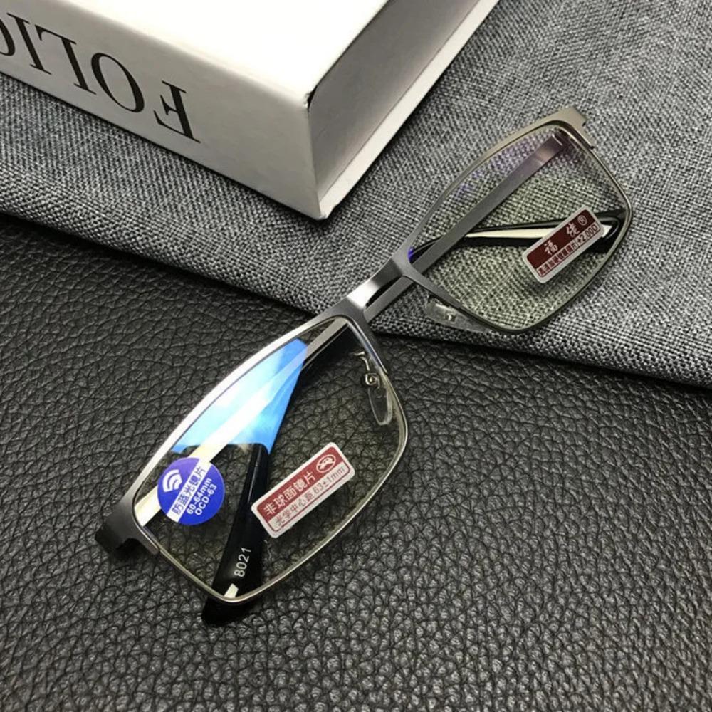 Shatar Stainless Steel Frame Anti Blue Light Presbyopic Glasses For Business, Middle-aged And Elderly High-end Men And Women