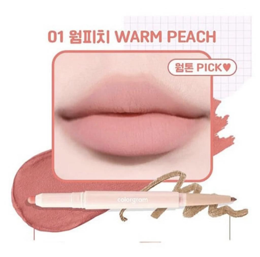 Mom Gave Me Pouty Lips! Korean Colorgram Double-Ended Lip Liner Matte Finish Lip Plumping Primer for Blending Lip Lines