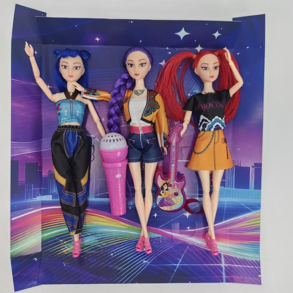 Demon Avcısı K-POP Kız Grubu Bebekleri: Müzikli Işıklı Peluş Figürler