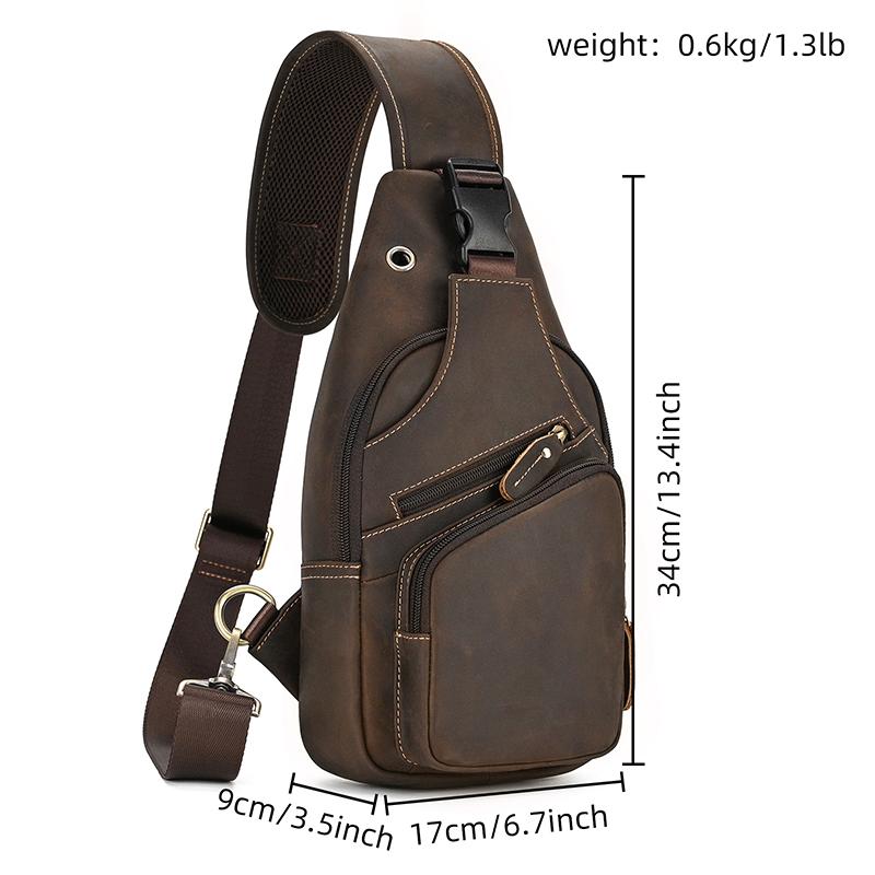 Summer Outdoor Leather Men Single Shoulder Sling Bag Chest Bag For Men Male Backpack Bag Chest Pack