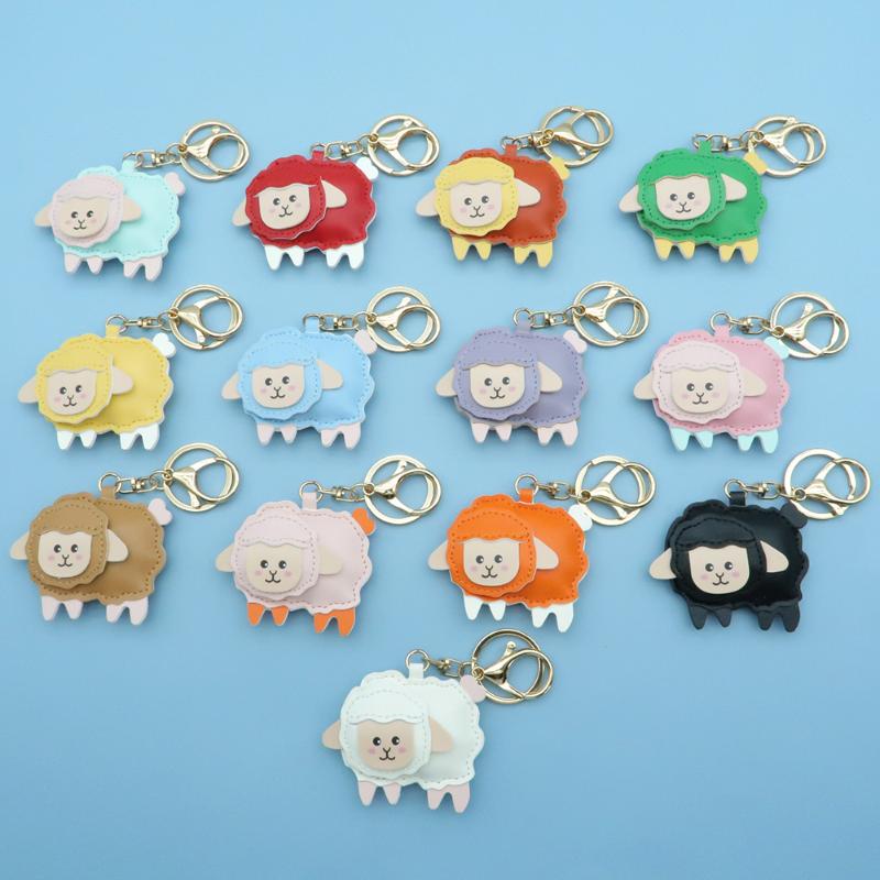 1Pcs Cute Cartoon Sheep Hanging Ornament 2027 Year Of The Sheep Pu Leather Pendant For Key Accessory Holiday Party Favor