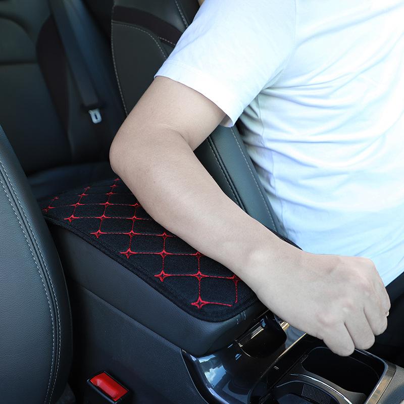Universal Armrest Case Cover Fabric, Linen Embroidery, Breathable and Anti Slip Central Armrest Case Cover