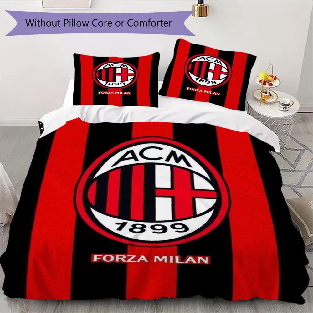 Pościel AC Milan Wzór Kołdra Poszewka na poduszkę Dekoracja domu Prezent urodzinowy (1 * poszwa na kołdrę + 2 * poszewki na poduszki bez rdzenia)05