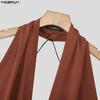 INCERUN Hauts de soirée basiques pour hommes, à col bénitier, sans manches, style bandage, dos nu, débardeurs