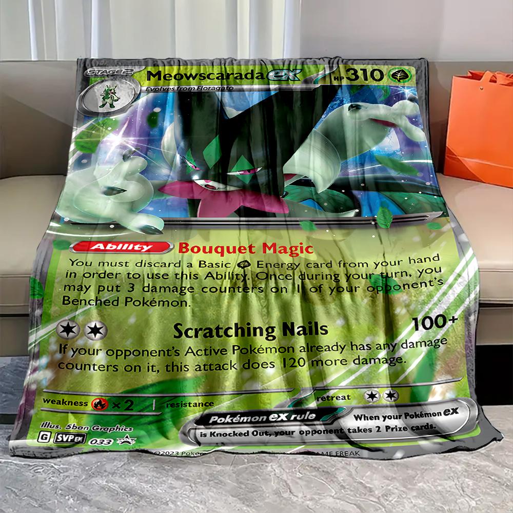 6 Sizes Game Pokémon M-Meowscarada Print Blanket Fluffy Plush Sofa Bed Throw Blanket for Kids and Adults Travel Home Supplies
