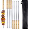 42cm Türkische Adana Flachkebabspieße mit Buchenholzgriffen, 8er-Pack Robuste Edelstahl-Grillspieße, Große Metall-Grillspieße