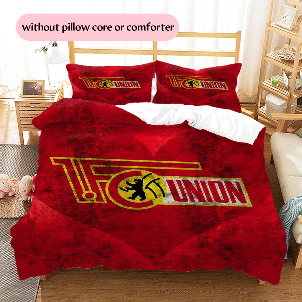 1. FC Union Berlin Muster Bettwäsche Bettdecken-Set Heimdekoration Geschenk (1 Bettbezug + 2 Kissenbezüge (ohne Füllung)).xwn