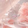 Collana Certificata in Argento Puro S999 con Ali d'Angelo, Ciondolo a Goccia Y con Cuore di Cupido e Cristallo Rosa, Gioiello Romantico Fairycore Regalo per Lei