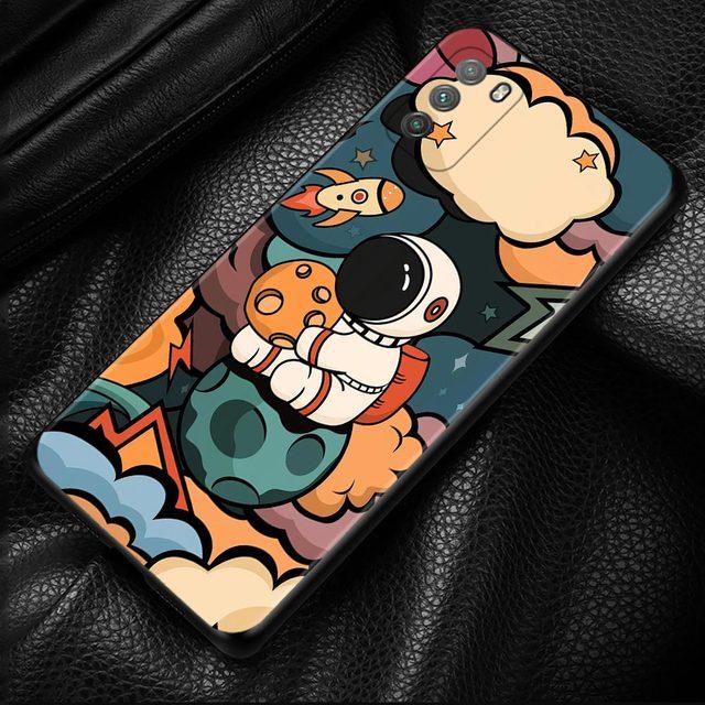 

Чохол для Xiaomi Poco X3 Nfc X3 M3 Pro X3 F3 Gt F1 Cover For Mi 11t 10t Pro 9t 11 Note 10 Lite Civi Shell Cute Cartoon Astronaut For Poco X3 Pro