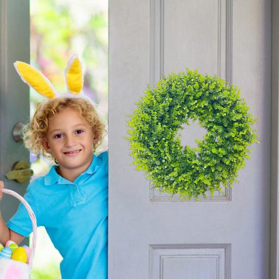 35/40/45/50/55CM Artificial Boxwood Wreath Indoor Outdoor Front Door Wall Hanging Fake Greenery