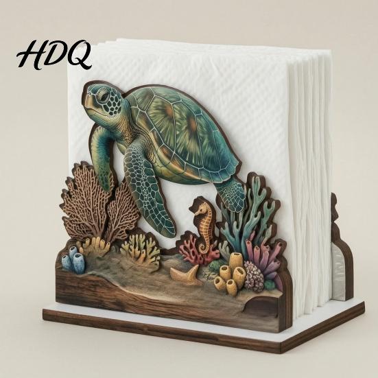 Practical Housewarming Gifts for New Home Rustic Wooden Napkin Holder Octopus/Bird/Goose/Turtle/Black Bear/Elephant Pattern Compact Tissue