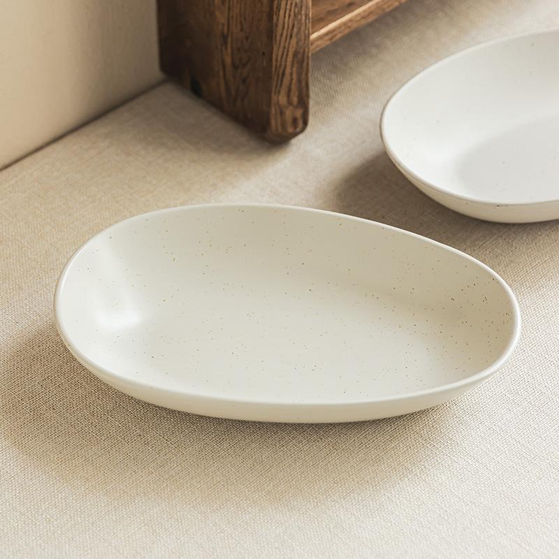 Large Bowl Special-Shaped Bowl Simple Large Ceramic Bowl Household Vegetable Bowl Soup Bowl Living Room Fruit Bowl Sesame Glaze Tableware