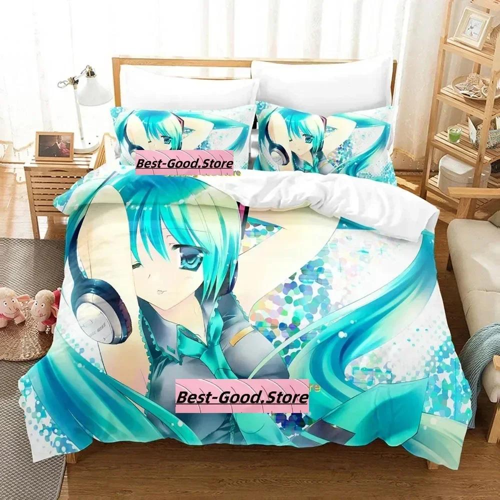 Anime Vocaloid Bedding Set Printed Bed Set With Pillowcase Bed Duvet Cover Soft Single Double Queen Super King Size Bedroom