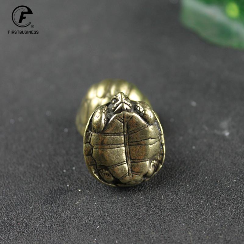Heavy Ball Shape Turtle Miniatures Figurines Antique Metal Brass Animal Tortoise Small Statue Tea Pet Table Ornament Home Decors