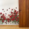 Watercolor Rose Fence and Butterfly Entrance Hall Dining Room Home Background Wall Decoration Stickers