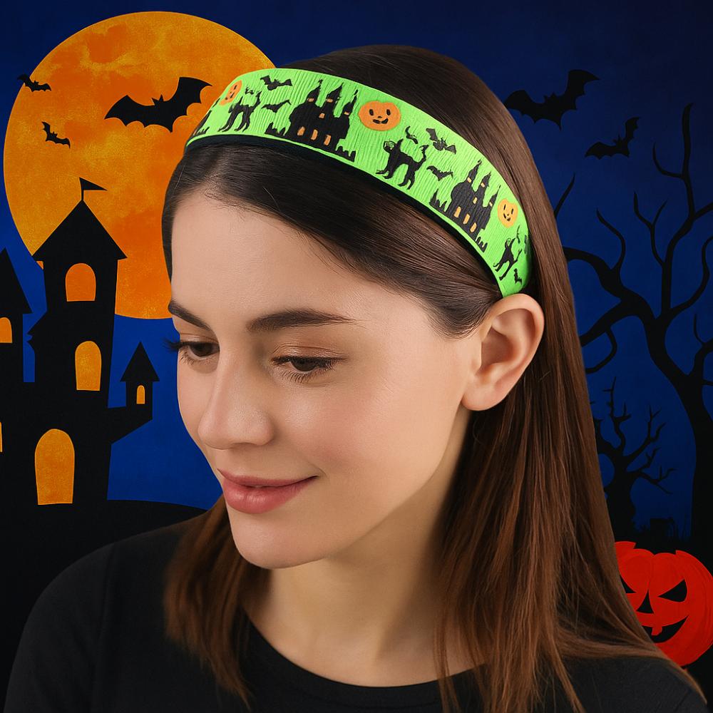 Bat Halloween Hair Hoop Horrible Ghost Bat Print Hairband Exaggerated Skull Head Headband  Party