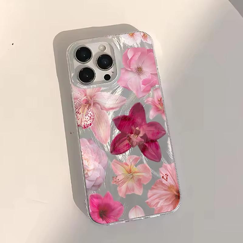 Pink Floral Pattern Phone Case For Samsung Galaxy S26 S24 S25 S23 Ultra S22 S21 Plus FE A15 A34 A35 A50 A54 A55 Back Cover