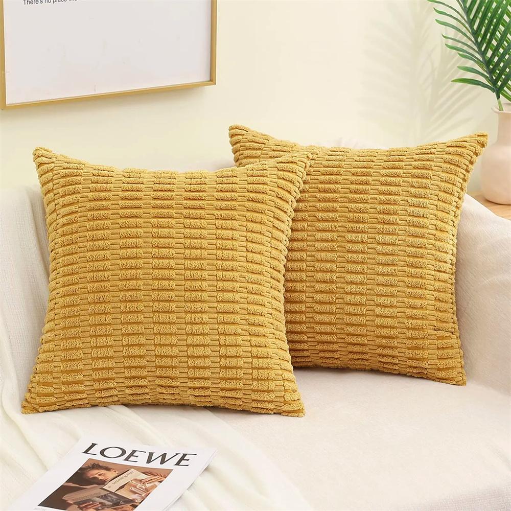 Housses de Coussin Homaxy 40x40 Décoratives Douces Velours Rayé Carré Housse de Coussin pour Canapé 50x50cm Décoration d'Intérieur Bohème 20x20inch(50x50cm)
