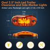 20 PCS 2.5 Inch LED Trailer Lights Kit With Screws, Front Rear Side Marker Clearance Indicators Light Lamp, Amber + Red Dc12-24V Waterproof Universal