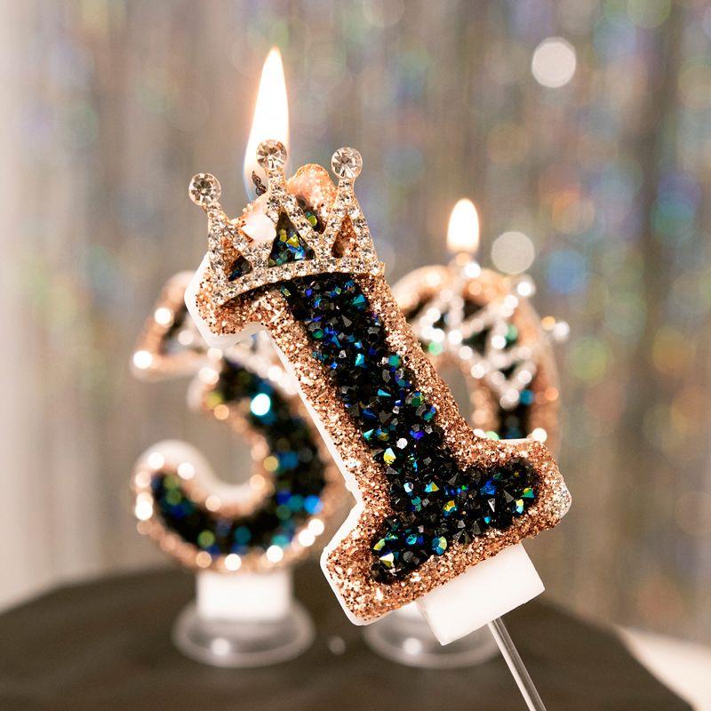 1Pc Princess Year Old Digital Birthday Candle Crown Cake Ornament Birthday Cakes Party Decoration Ornament Children's Gift