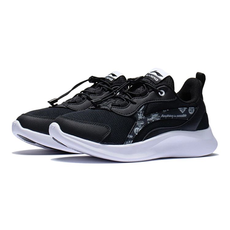 Li Ning Kids Ling Yue Comfortable Lightweight Non-Slip Shock Absorbing Wear-Resistant Casual Shoes Kids Casual Shoes Black YKCS028-3