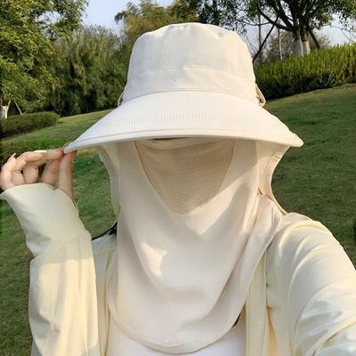 Caps Mask Set Sunscreen Sun Hat Sun Protection Neck Flap Bucket Hat Neck Protection Wide Brim Fisherman Hat Fishing