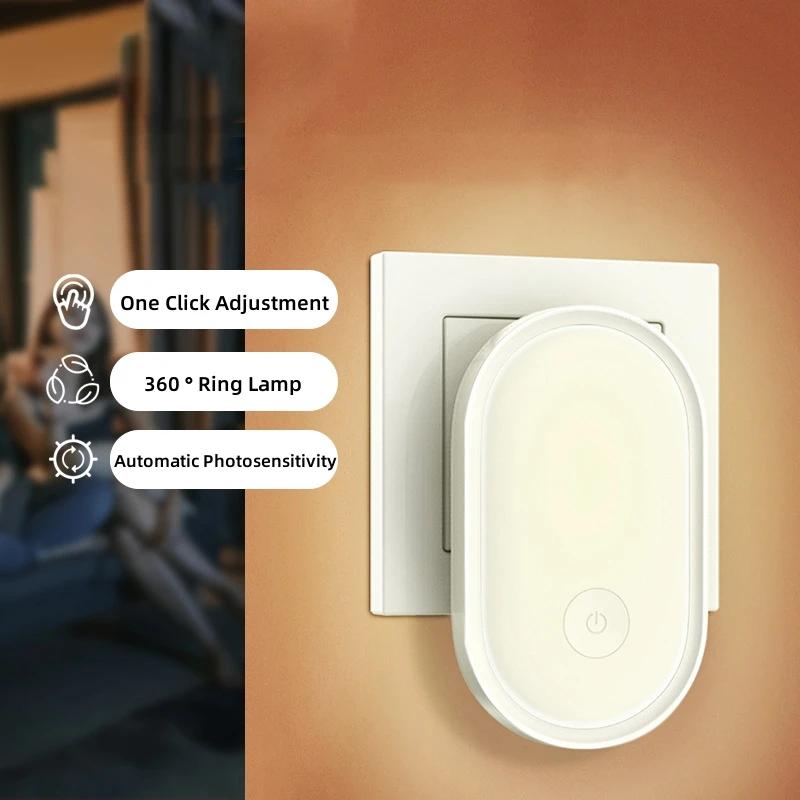 US/EU Plug LED Night Light Wall Lamp Light Control Induction Energy Saving  Environmental Eye Protection Bedroom Lamp Home Decor