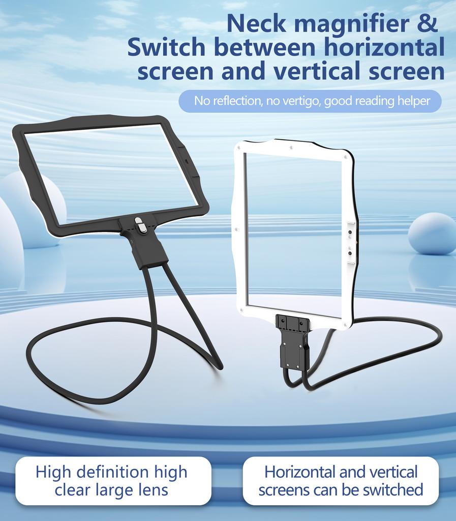 Reading Magnifying Glass with Switchable Horizontal and Vertical Screens, Detachable Rechargeable Vision Aid