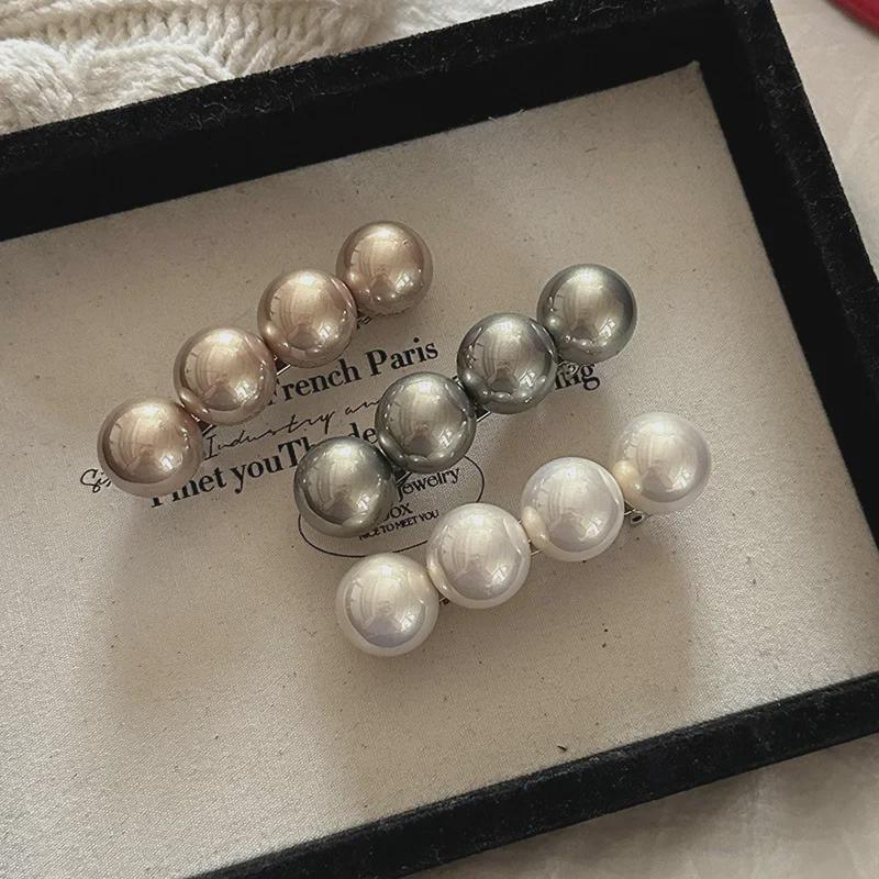 Elegant Large Pearl Hairpin: Stylish Spring Clip & Three-Dimensional Side Clip Accessory