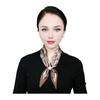 Satin Neck Scarf Irregular Geometric Pattern Wrinkle-resistant Scarf with Magnetic Imitation Pearl Buckle Outfit Accessory