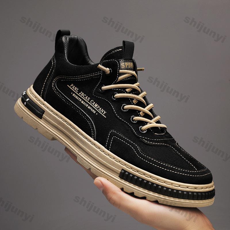 Men's Platform Sneakers Autumn Fashion Comfort Men Ankle Boots Anti-slip Wear-resistant Work Shoes Trend Lace Up High Top Shoes