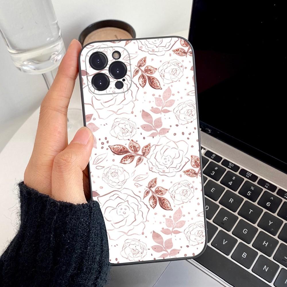 Beautiful Gold Rose Phone Case Silicone Soft For Iphone 16 15 14 13 12 11 Pro Mini XS MAX Plus X Cover