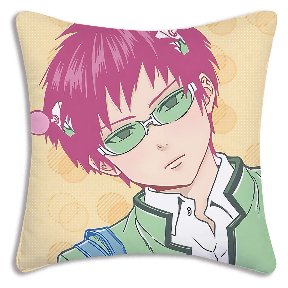The D-Disastrous Life of Saiki K Pillow Covers Cartoon Sofa Decorative Home Double-sided Printing Short Plush Cute Cushion Cover
