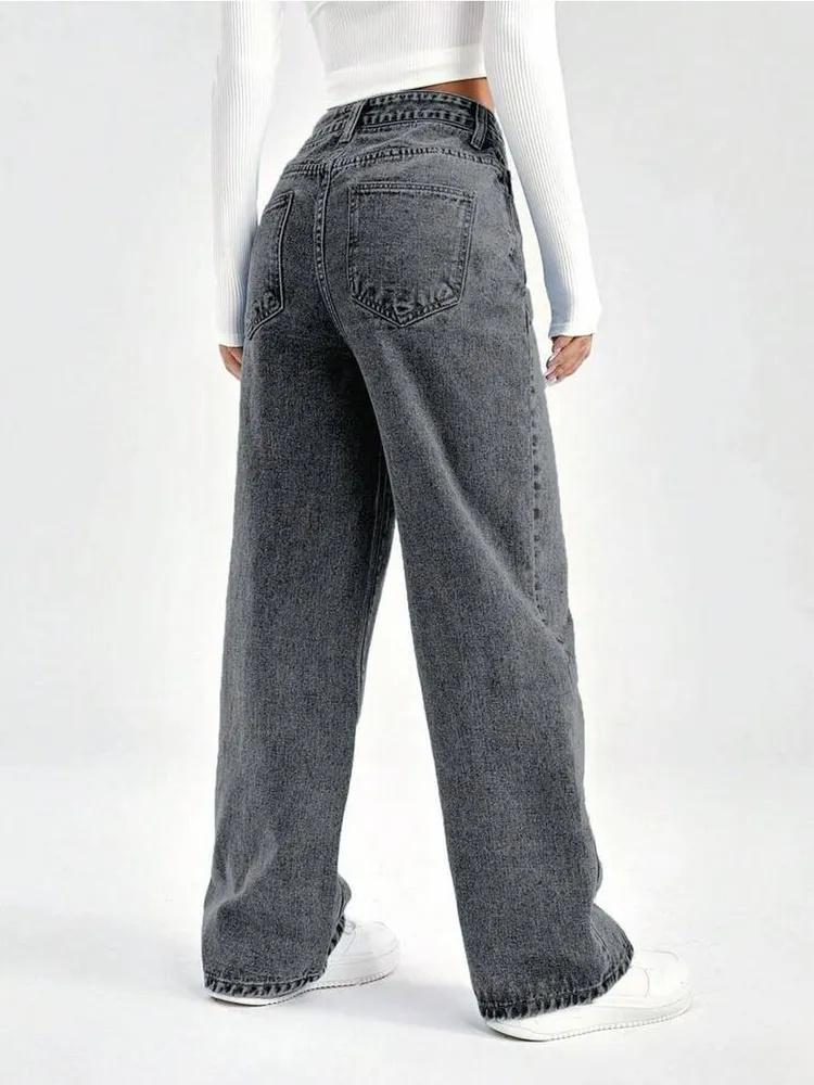 High Waist Wide Leg Jeans for Women Loose Fit Casual Straight Leg Denim Pants Comfortable Everyday Wear