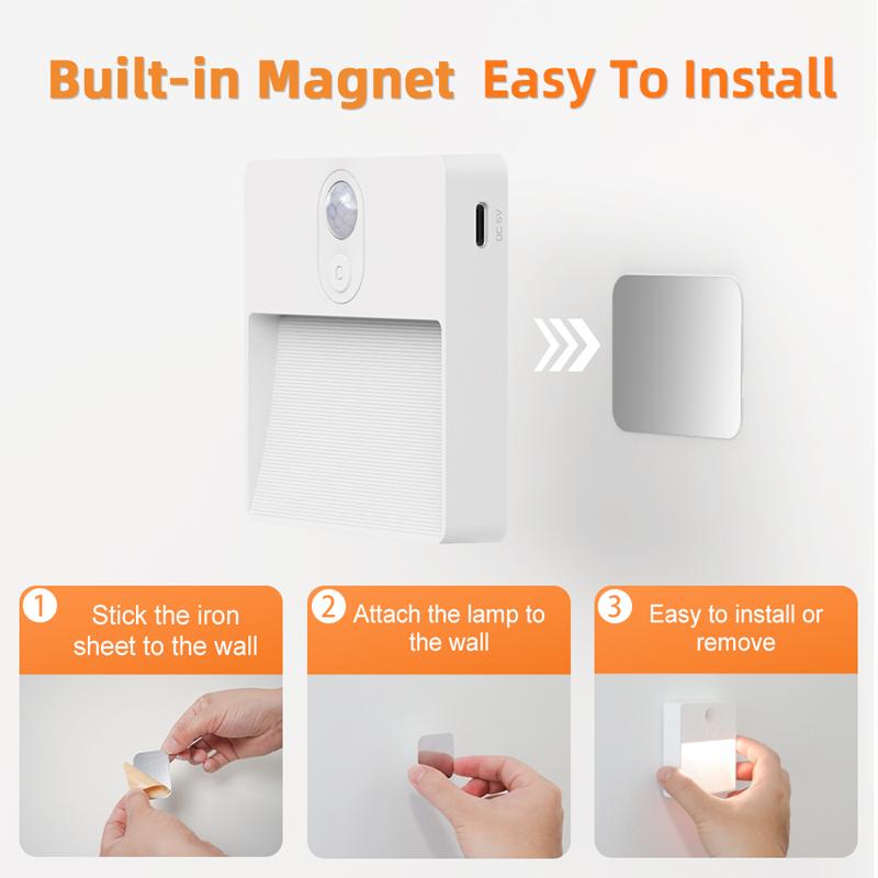 1 Pcs RGB Night Light LED Motion Sensor Color-Changing Lamp Indoor Decoration LED Illumination for Corridors Bedroom Lighting