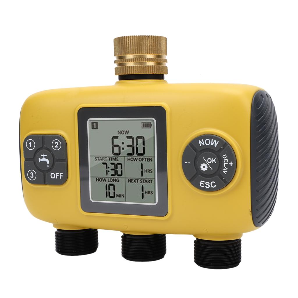 3 Zone Sprinkler Timer Programmable Manual Automatic Watering System with Brass Inlet Rain Delay IPX5 Waterproofing for
