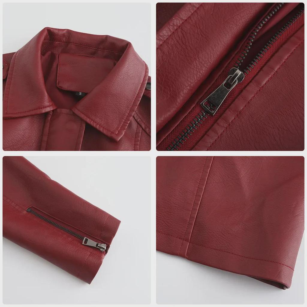 Damen Mittellange Lederjacke mit Gürtel - Stylischer britischer Windbreaker für Frühling/Herbst