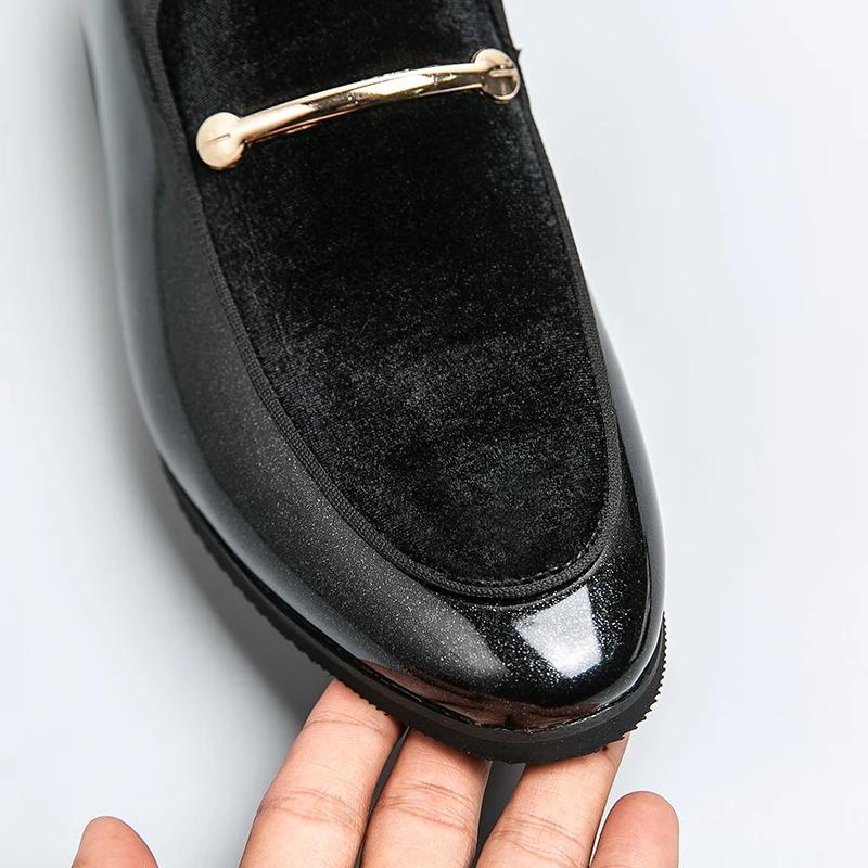 Fashion New Loafers Men Blue Black Business Men Dress Shoes Handmade Slip-On Round Toe Spring Autumn