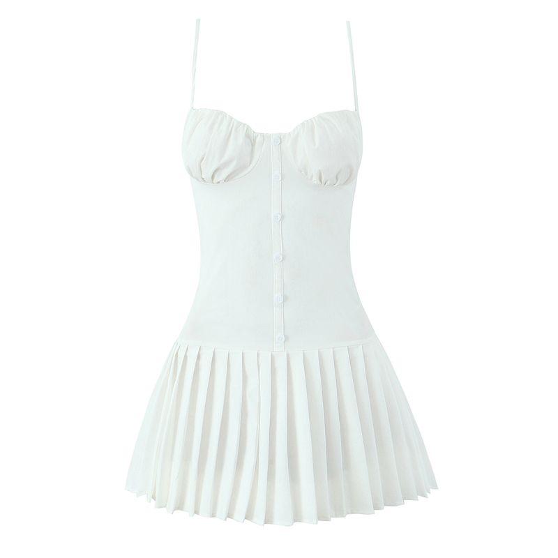 Baileys Dessert Wine French Style Girlish Style Little Red Dress Pure Desire Sexy Suspender Skirt Waist Slimming Pleated Dress