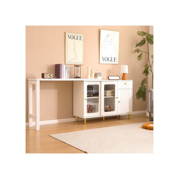 Modern Buffet - MUVOE - White - Extendable - Contemporary Design - Flexible Storage